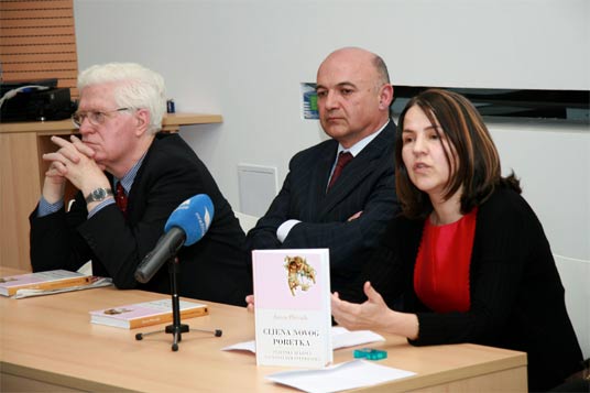 President of The Geoeconomic forum, academician and former minister of Croatia Zvonimir Baletić, former Croatian minister of economy, university professor Ljubo Jurčić, and the author of the book Jasna Plevnik.